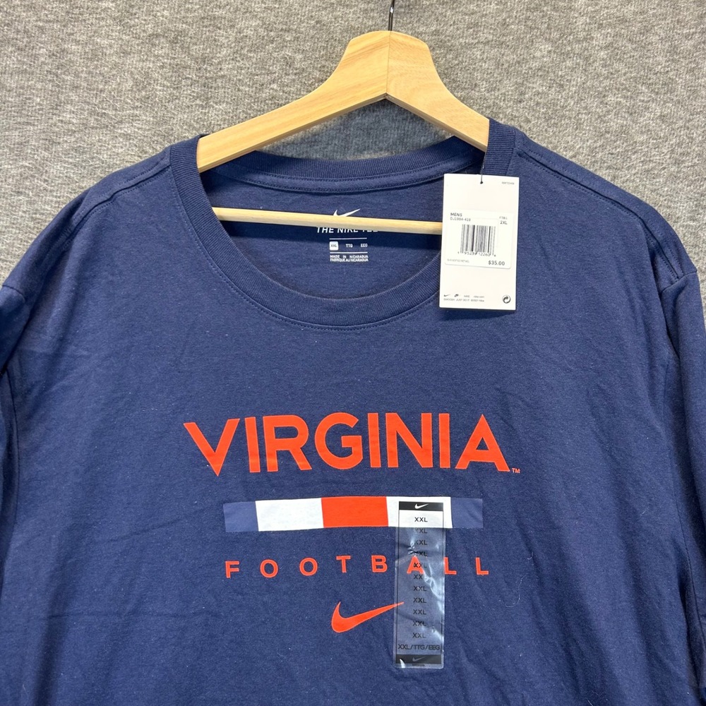 Nike Virginia Cavaliers Football Long Sleeve Tee Navy Blue Men XXL DJ1964-419